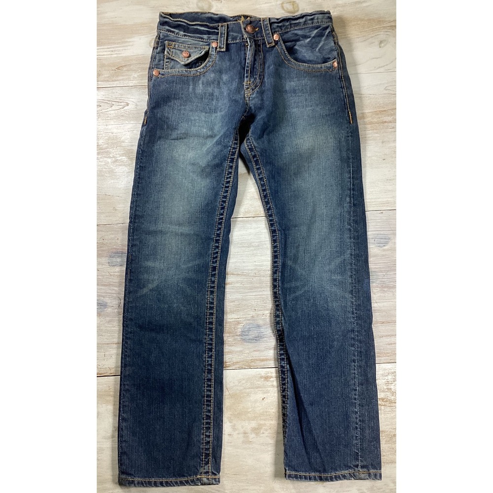 JNCO Hurricane Straight Leg Jeans Blue Denim Fleur De Lis Embroidered W30 L30